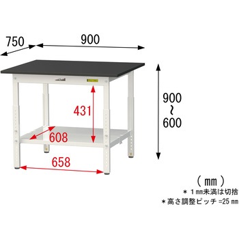 実験用軽量作業台/高さ調整_高耐薬品ケミテクト天板_全面棚付き_ワークテーブルLABシリーズ_実験用ラボテーブル 山金工業