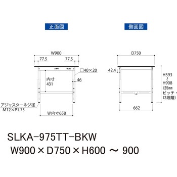 実験用軽量作業台/高さ調整_高耐薬品ケミテクト天板_全面棚付き_ワークテーブルLABシリーズ_実験用ラボテーブル 山金工業