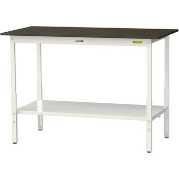 実験用軽量作業台/高さ調整_指紋レスメラミン天板_全面棚付き_ワークテーブルLABシリーズ_実験用ラボテーブル 山金工業