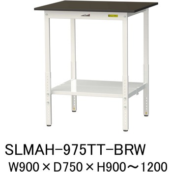 実験用軽量作業台/高さ調整_指紋レスメラミン天板_全面棚付き_ワークテーブルLABシリーズ_実験用ラボテーブル 山金工業