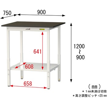 実験用軽量作業台/高さ調整_指紋レスメラミン天板_全面棚付き_ワークテーブルLABシリーズ_実験用ラボテーブル 山金工業