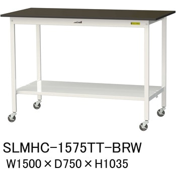 実験用軽量作業台/キャスター付き_指紋レスメラミン天板_全面棚付き_ワークテーブルLABシリーズ_実験用ラボテーブル 山金工業