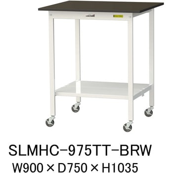 実験用軽量作業台/キャスター付き_指紋レスメラミン天板_全面棚付き_ワークテーブルLABシリーズ_実験用ラボテーブル 山金工業