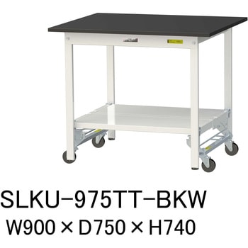 実験用軽量作業台/ワンタッチキャスター付き_高耐薬品ケミテクト天板_全面棚付き_ワークテーブルLABシリーズ_実験用ラボテーブル 山金工業