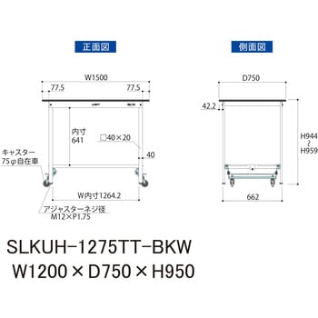 実験用軽量作業台/ワンタッチキャスター付き_高耐薬品ケミテクト天板_全面棚付き_ワークテーブルLABシリーズ_実験用ラボテーブル 山金工業