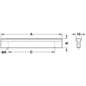 家具用ハンドル(フィンガープルハンドル) アルミニウム 103.89タイプ ハーフェレ