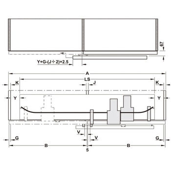 2枚扉用引戸金具 Finetta フラットフロント L 100 F FB セット ハーフェレ
