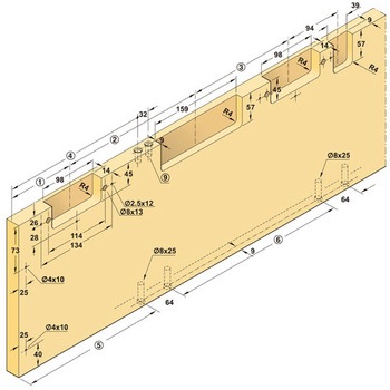 2枚扉用引戸金具 Finetta フラットフロント L 100 F FB セット ハーフェレ