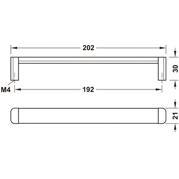 家具用ハンドル アルミニウム Model H1365 106.69タイプ ベース付 ハーフェレ