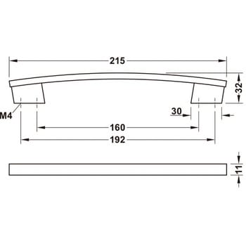 家具用ハンドルH1345 110.34タイプ ベース付き ハーフェレ