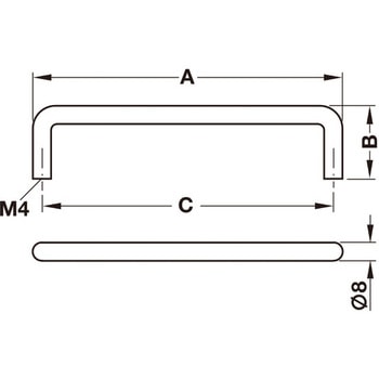 家具用ハンドル ステンレス 直径8mm 155.01タイプ ハーフェレ