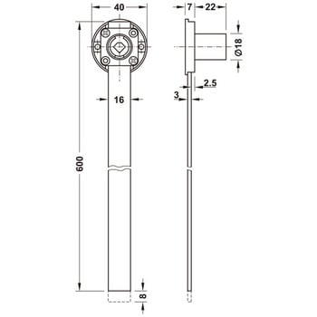 237.48.600 セントラルロック 600mm バー付 ハーフェレ ネジ止め取付