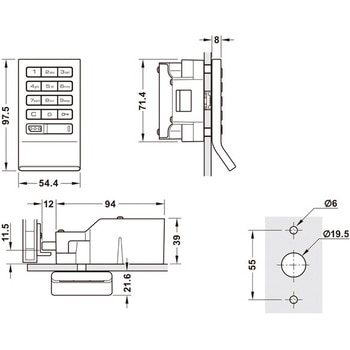 231.98.333 キーパット付ロック デッドボルト 1個 ハーフェレ 【通販