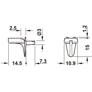 棚ダボ 木製またはガラス棚用 差し込み 下穴Φ3mm ハーフェレ