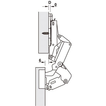 デュオマティック155°半カブセ/中帆立て 扉厚 10mm 以上用 引出しやスライドトレー用 ハーフェレ