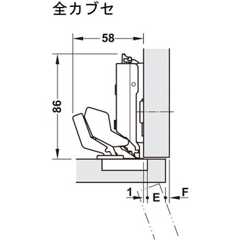 Grass TiomosヒンジM9 110°切欠/マイター扉用 ハーフェレ