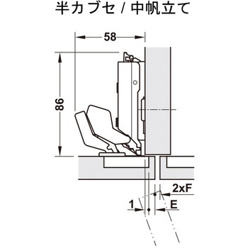 Grass TiomosヒンジM9 110°切欠/マイター扉用 ハーフェレ