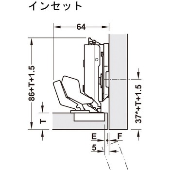 Grass TiomosヒンジM9 110°切欠/マイター扉用 ハーフェレ