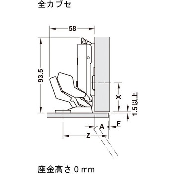 Grass Tiomosヒンジ M0 125°扉厚 6 から 10mm ハーフェレ