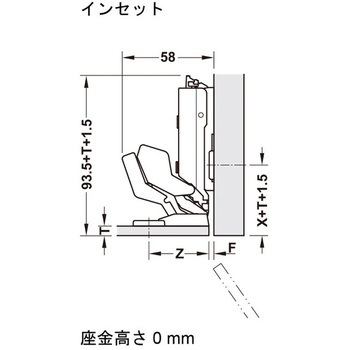 Grass Tiomosヒンジ M0 125°扉厚 6 から 10mm ハーフェレ