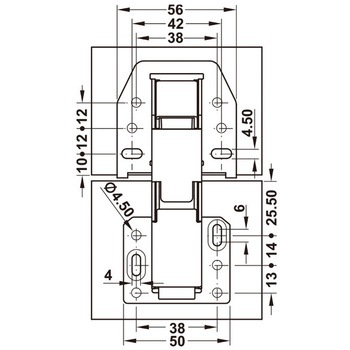 フラップステーヒンジ CH300全カブセ取付用 ハーフェレ