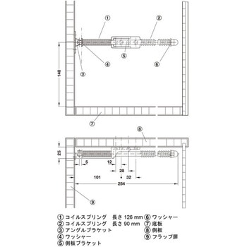 フラップ-E× 開閉方向保持用コイルスプリング付 ハーフェレ