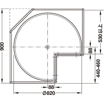 3/4回転トレー コーナーキャビネットサイズ 900×900mm 用 - ハーフェレ