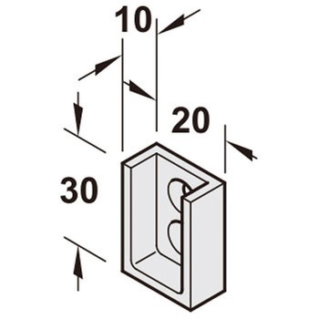 サポートブラケット ワードローブレール長方形25×15×2000mm用 ハーフェレ