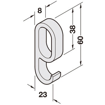 フック ワードローブレール 30×15mm 用 ハーフェレ