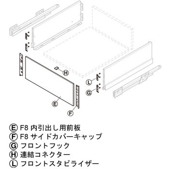 引出しシステム 内引出し用前板 H186 F8 ハーフェレ