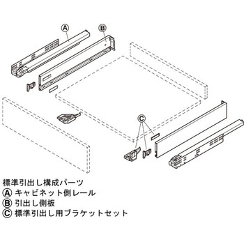 引出しシステム 標準引出 ダイナプロキャビネット側レール ハーフェレ