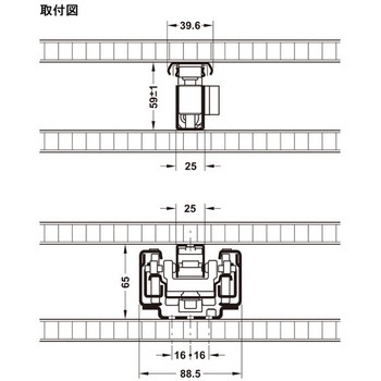 引出しキャビネットレール3段引 ソフトクローズユニット付 ハーフェレ