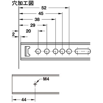 掘り込み取付レール 耐荷重12kg以下 2段引両方向スライド ハーフェレ