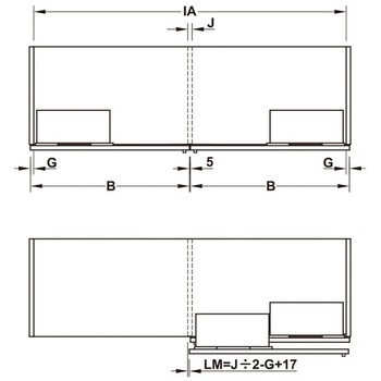 2枚扉用引戸金具 Finettaフラットフロント M 50 F FB セット ハーフェレ