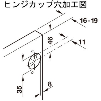 ヒンジセット インセット扉用 扉厚 16-19mm用 ハーフェレ