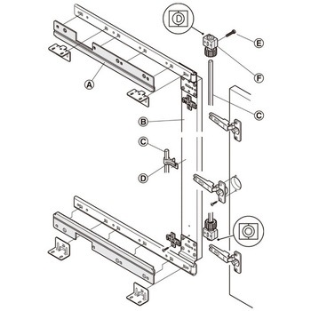 モデル 1316 パラレルシンクロ金具 セット 1枚扉用 ハーフェレ