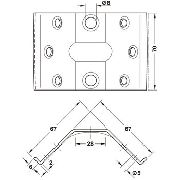 フレーム付きテーブル用脚金具 高さ 70mm ハーフェレ
