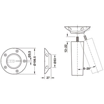 テーブル脚 木製 円錐型 Φ30-53mm ハーフェレ