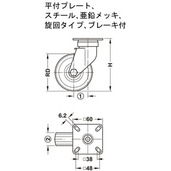 重荷重キャスター ソフト車輪 固定タイプ ハーフェレ