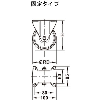 重荷重キャスター ハード車輪 固定タイプ ハーフェレ