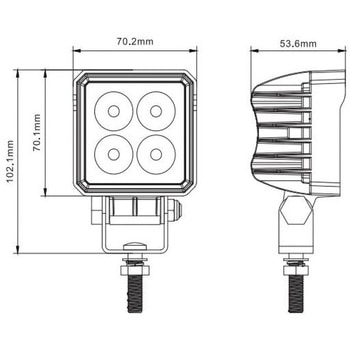 LEDワークライト(小型作業灯)/7cm角型 3W×4灯 IP67/IP69K防水 信和自動車工業