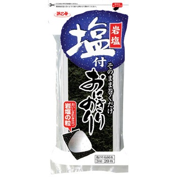 のり塩 4902915142805 浜乙女 塩付おにぎりのり 3切20枚 3切20枚 x10 1箱(20枚