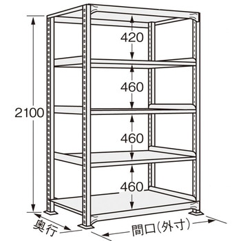 中軽量棚MEWF型200kg(アイボリー) サカエ