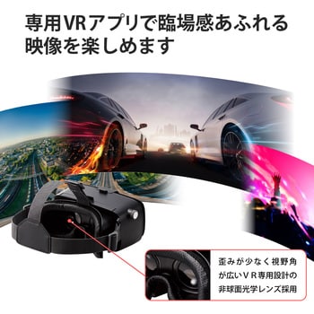 VRG-2D3D02BK VRゴーグル スマホ用 メガネ対応 目幅調節可 ピント調節可 4.8～7インチ iPhone Android対応 2D 3D  1個 エレコム 【通販モノタロウ】
