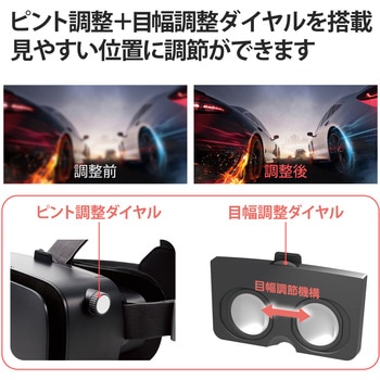 VRゴーグル スマホ用 メガネ対応 目幅調節可 ピント調節可 4.8～7インチ iPhone Android対応 2D 3D エレコム