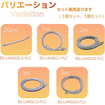 LANケーブル、カテゴリ5e(Cat5e)拡張ネットワークケーブル8コア、フラットケーブル両端クリスタルヘッド付き bitstrong