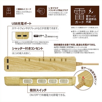 USB付き電源タップ TOPLAND