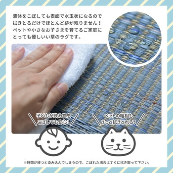 はっ水のパッチ柄い草ラグ デニムパッチ 萩原
