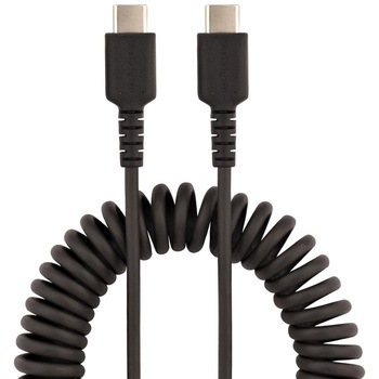 高耐久USB-C ケーブル/コイル(伸縮)型/アラミド繊維補強/オス-オス/USB 2.0 Type-C ケーブル/タイプC 充電 カールコード StarTech.com