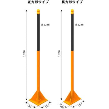 ISTPO150 舗装用鉄柄タンパ(オレンジ) 正方形タイプ アイデア